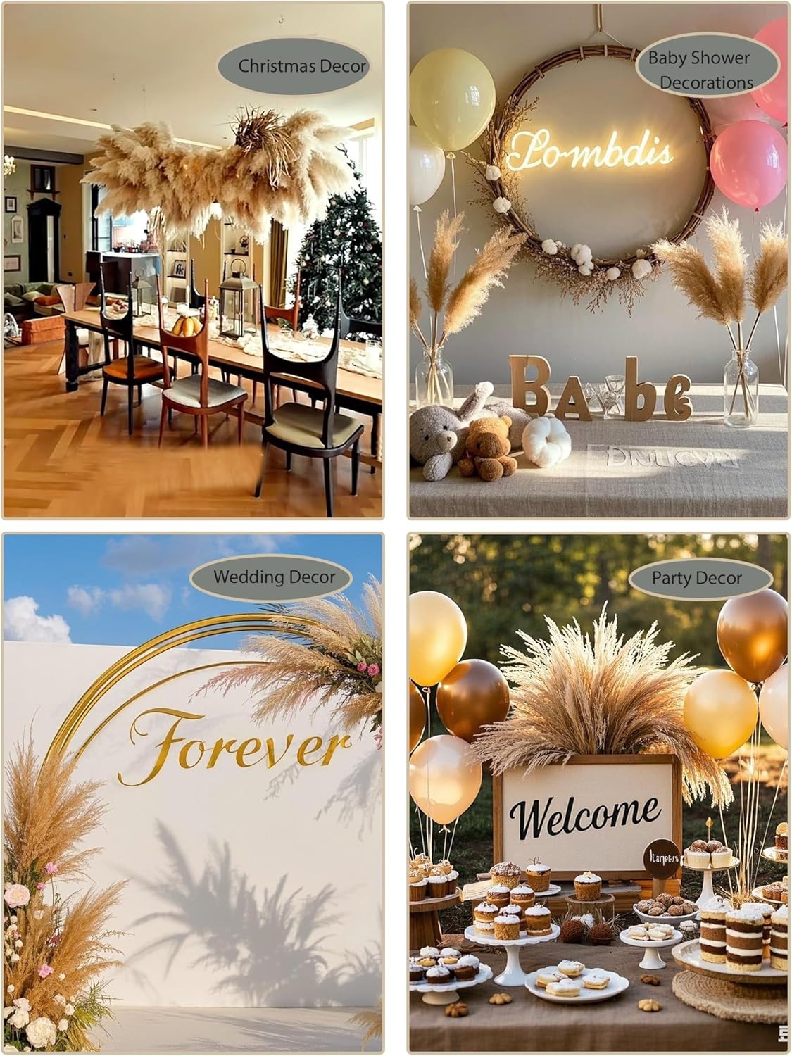 126pcs Dried Pampas Grass Bouquet – Boho Floral Decoration for Weddings & Homes