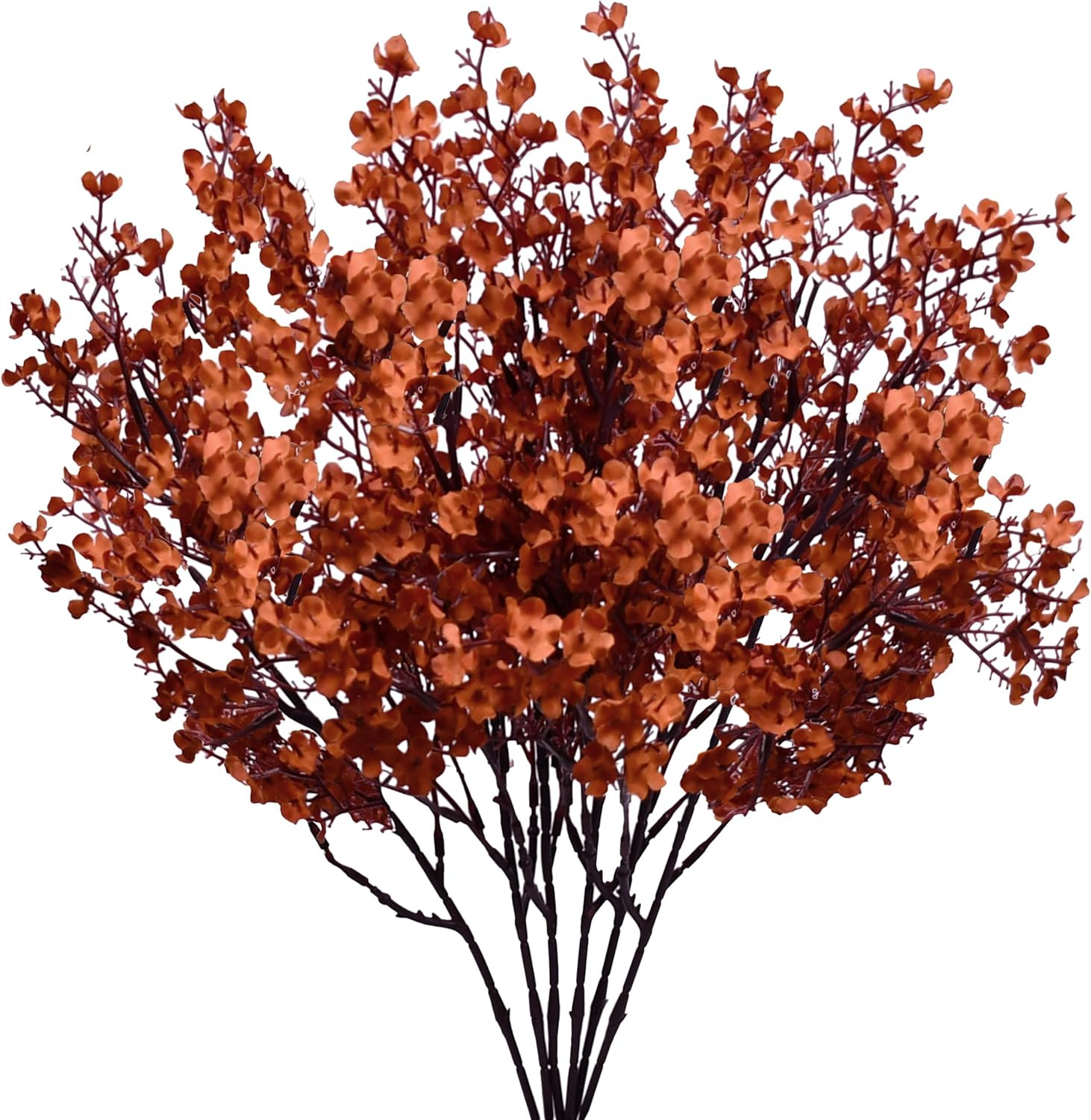 Mandy’S 6 Bundles Artificial Burnt Orange Baby’S Breath Flowers | 18.5 Inch Silk