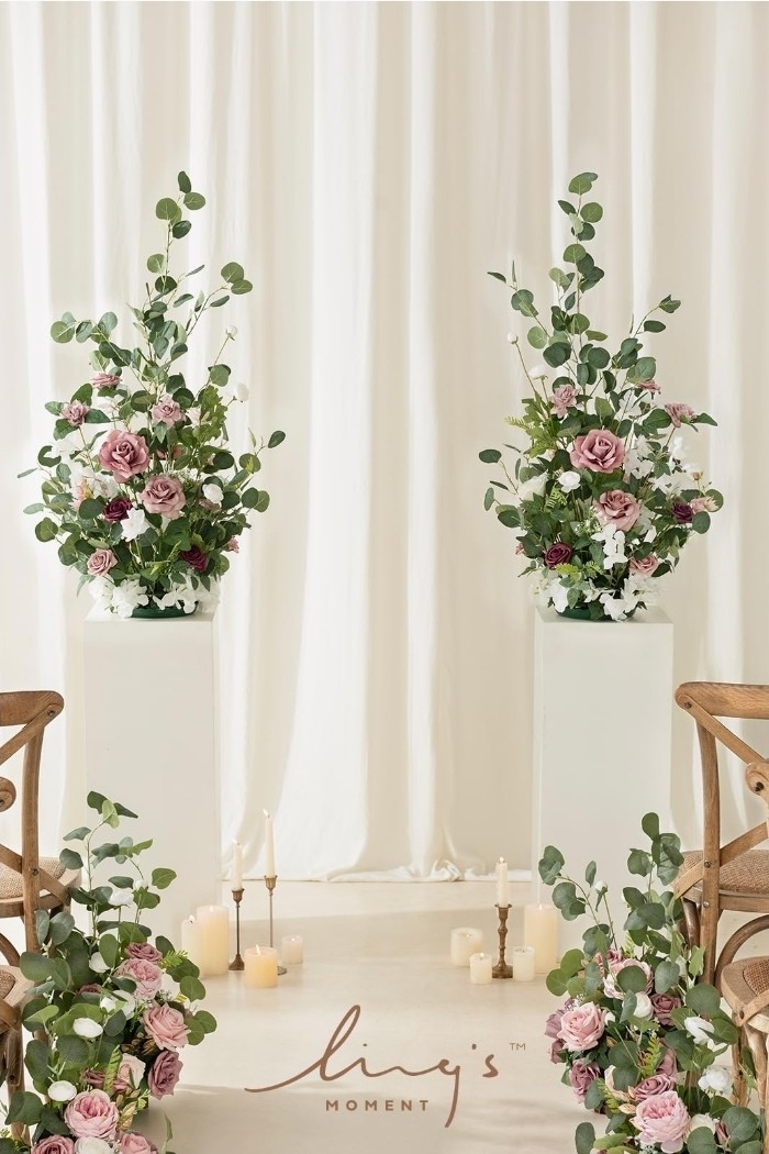 Ling’s Moment 41″ Free-Standing Pink Dusty Rose Wedding Flowers for Party Events