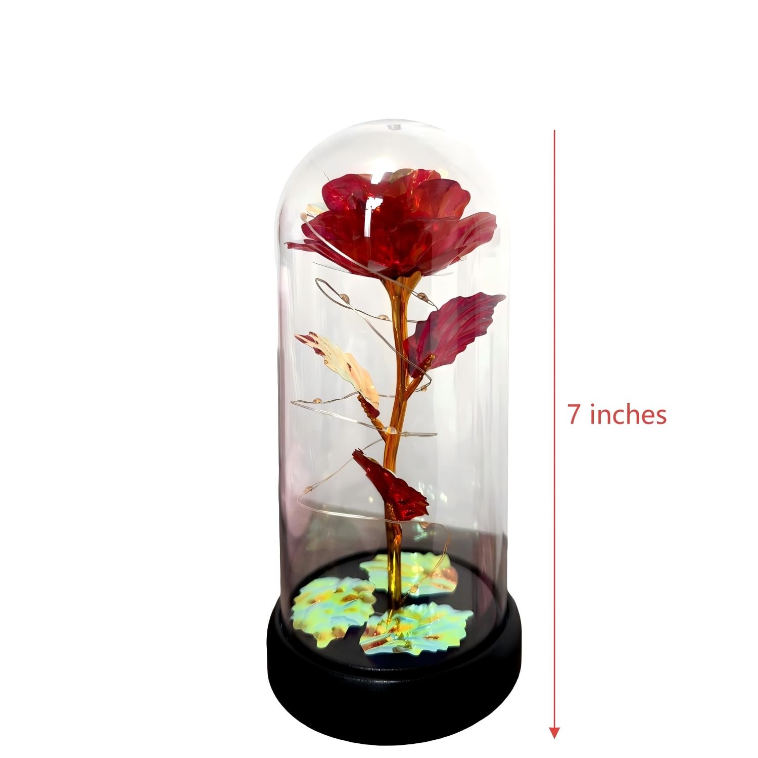 Eternal Glass Rose in Display Dome | Glass Flower with Colorful Base, A Perfe…