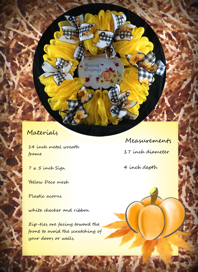Yellow Fall Bubble Woodland Cruffle Deco Mesh Wreath