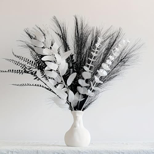 Black and white artificial bouquet in minimalist Nordic style, Black and White
