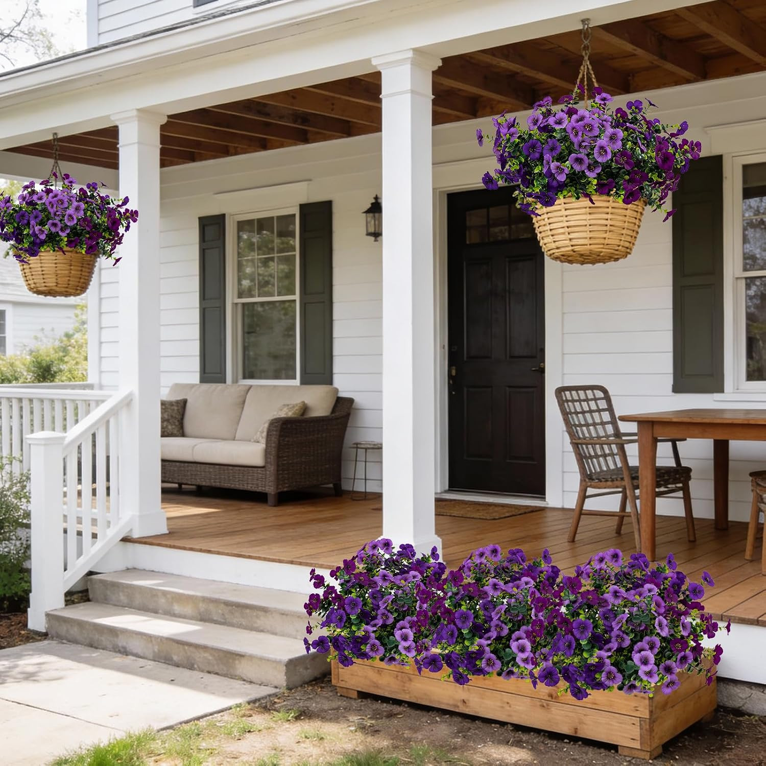 17 Inch Artificial Faux Pansy Flowers for Outdoor,Fake Pansies Flowers with Euca