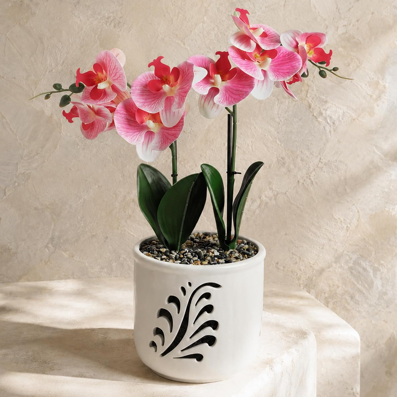 19.7″ Fake Orchid Plant in Ceramic Pot – Elegant Indoor Decor Centerpiece