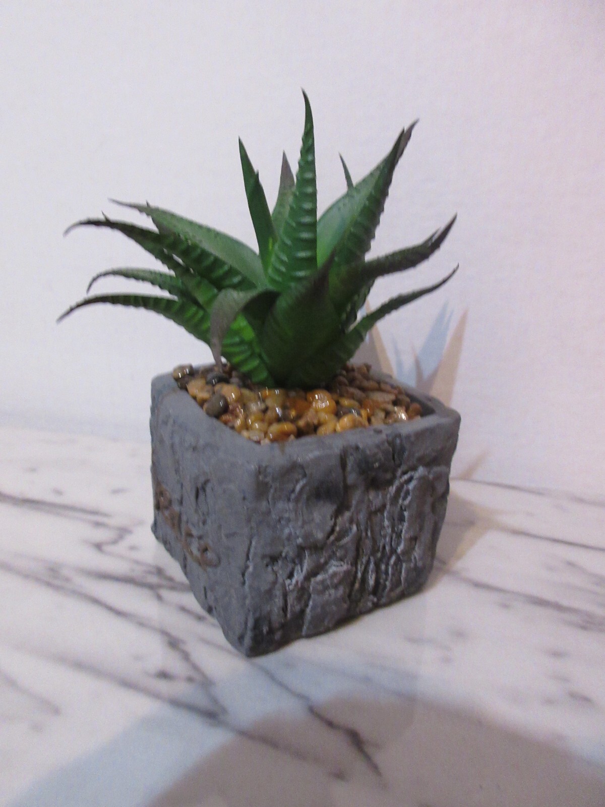 Floral Decor Artificial 5″ dia Green Succulent Cactus in Pot 3 in Square PEACE