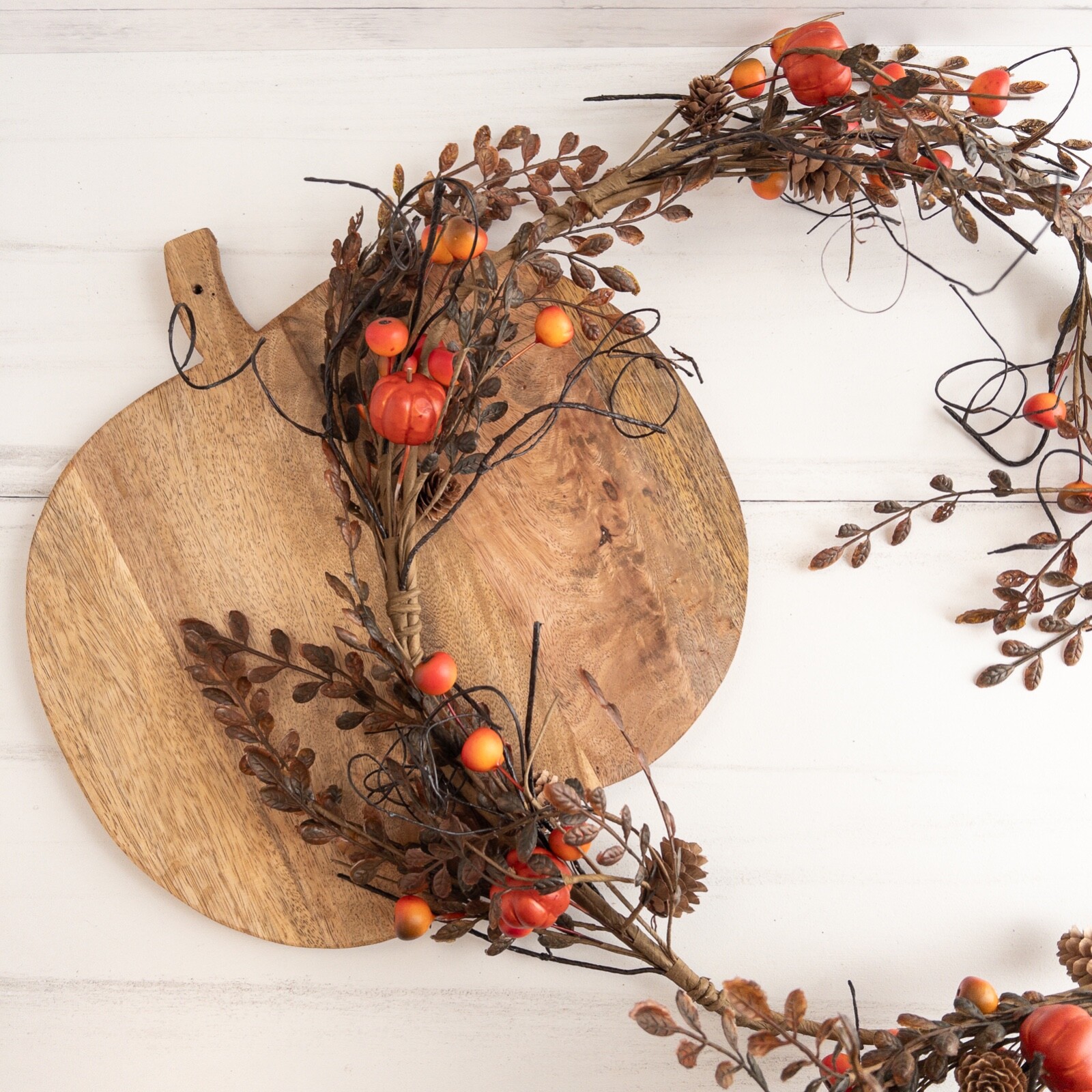 Pumpkin & Berry Garland 48″ Long Autumn Fall Floral Halloween