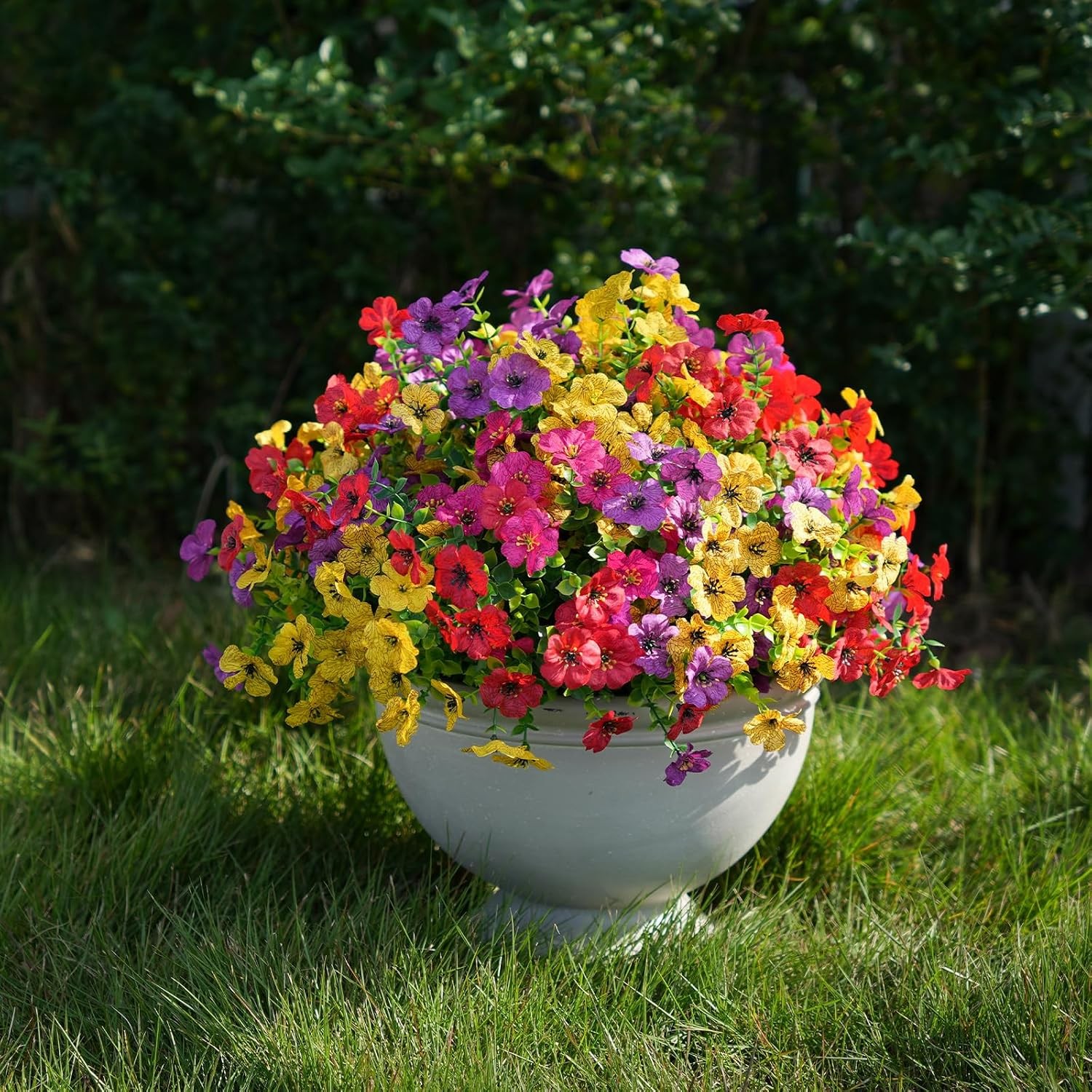 16 Bundles Artificial Flowers, Faux Daisy Eucalyptus Outdoor Patio Decor
