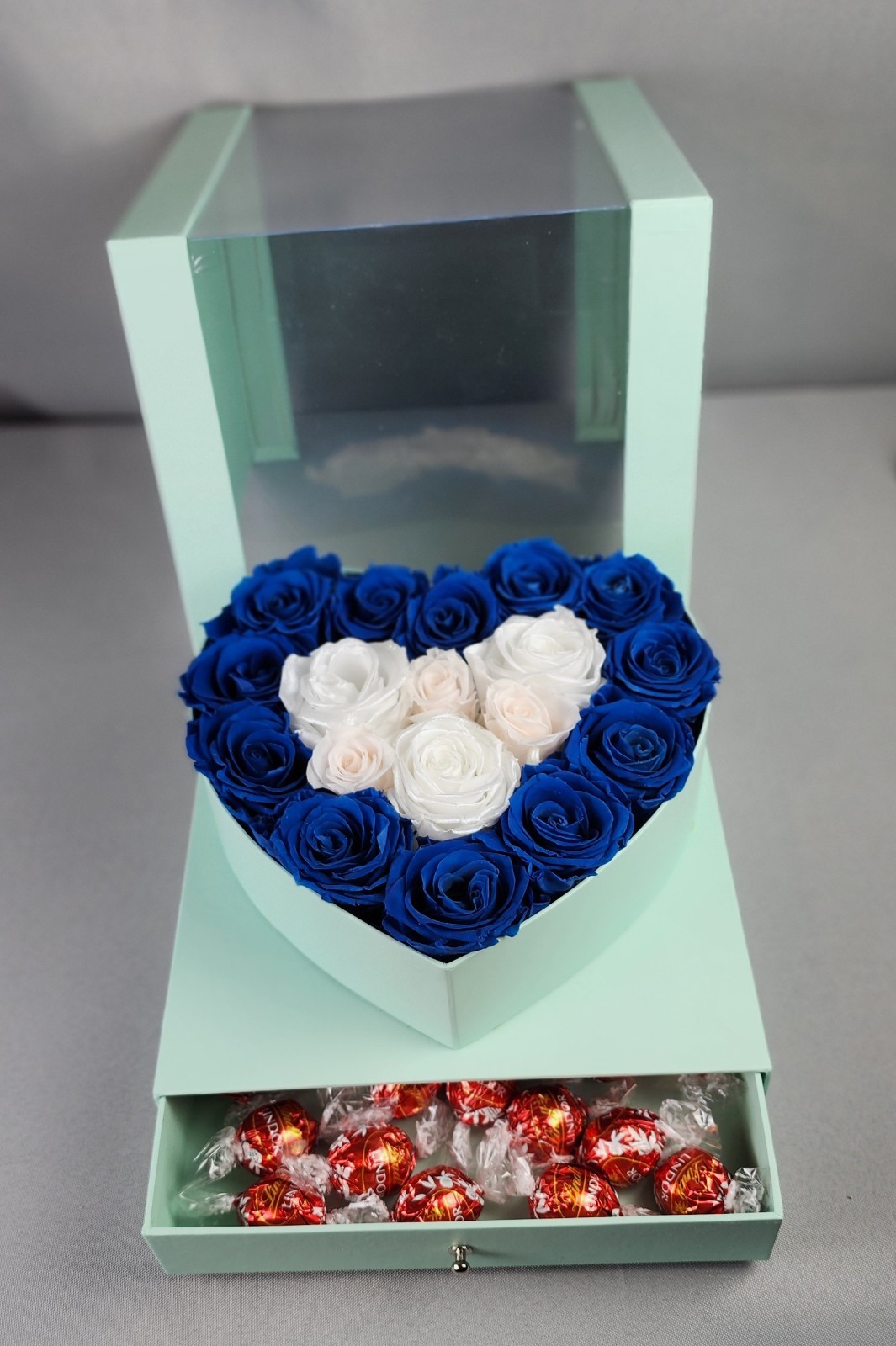 Everlasting Love Heart Jewelry Box With Preserved Roses