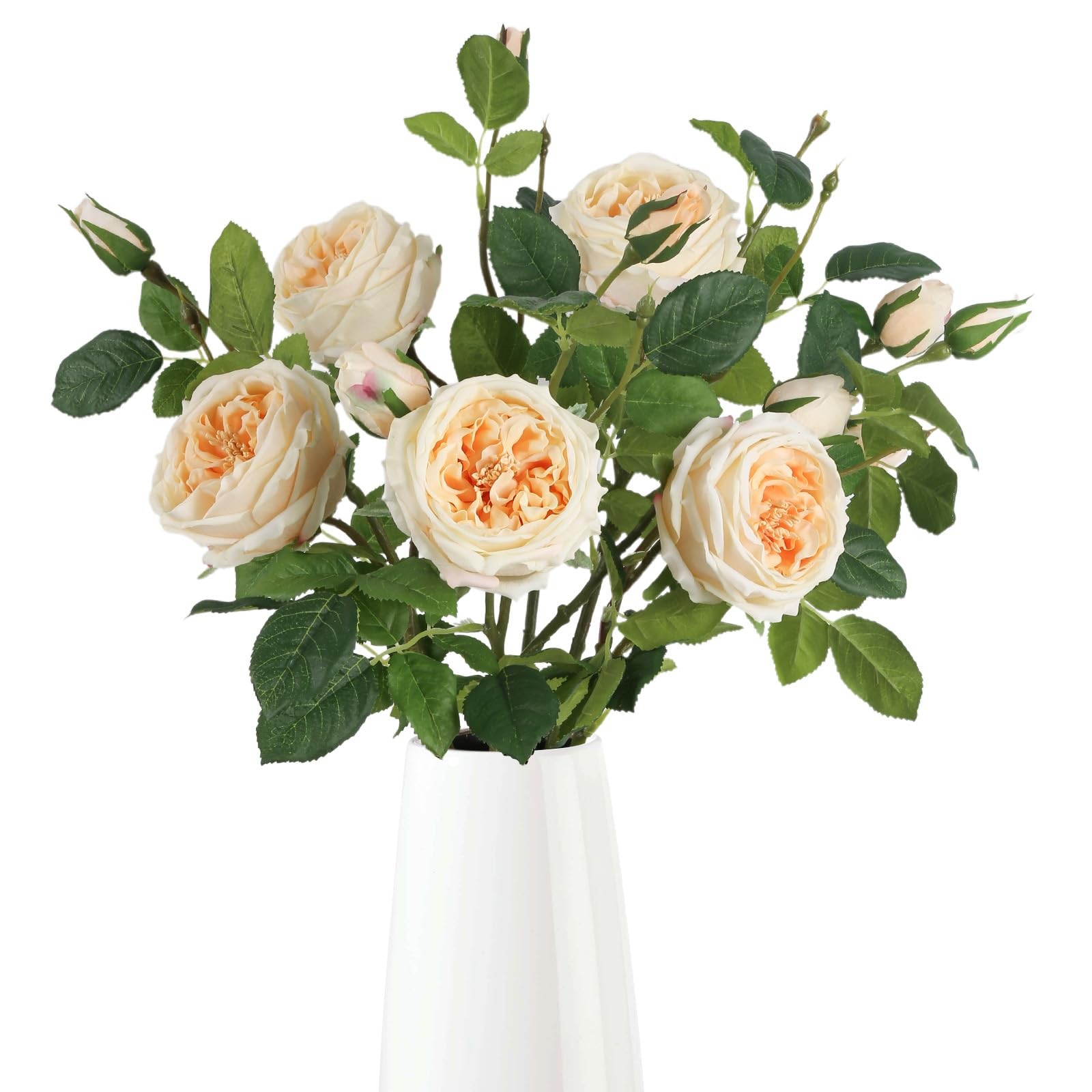 Real Touch Austin Roses Peonies Artificial Flowers 4 Bouquets Latex Fake Peon…