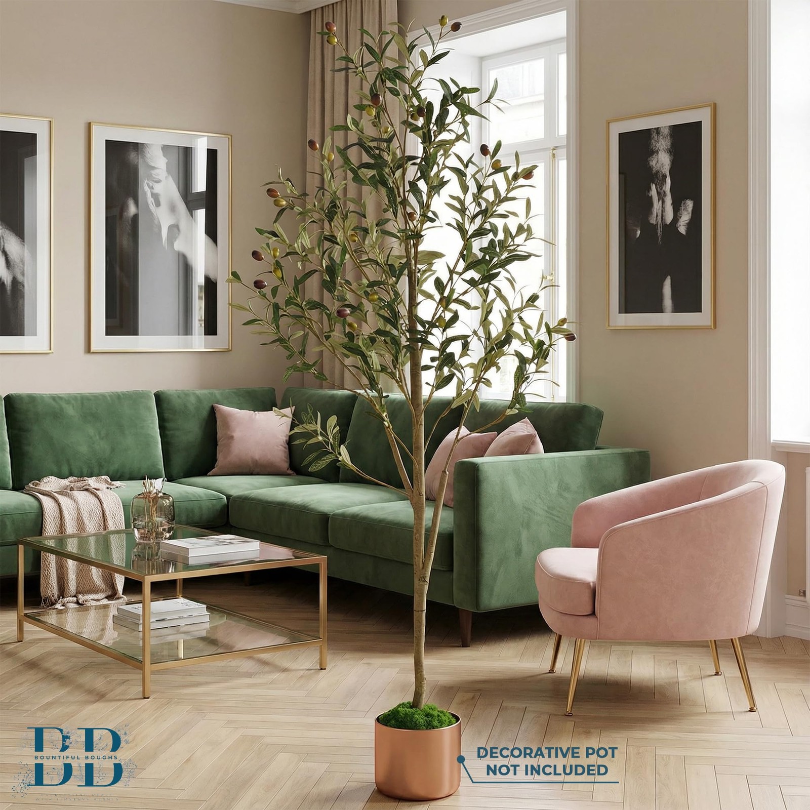 5ft (150 cm) Artificial Olive Tree with Black Plastic Pot & Moss – 720 Leaves…