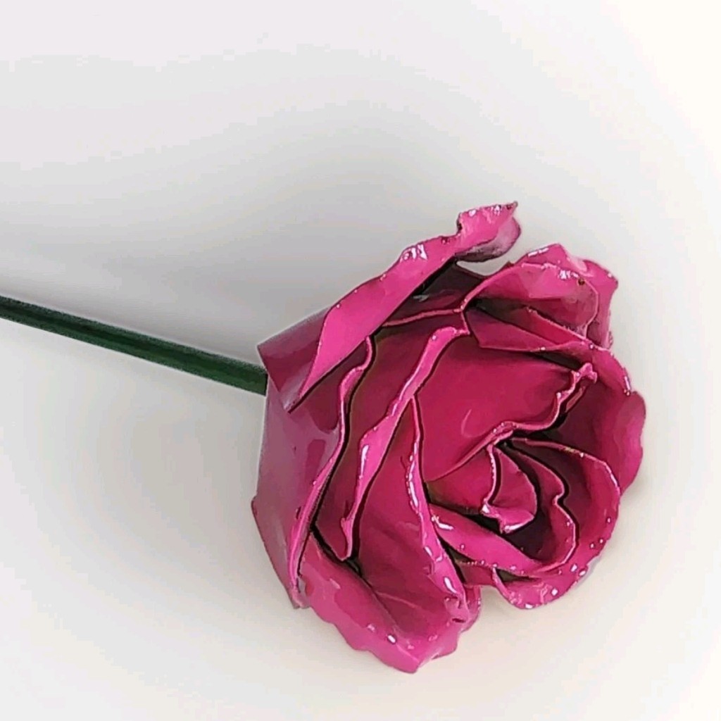 HandCrafted Pink Metal Art Rose Stem 10.5″ Decor