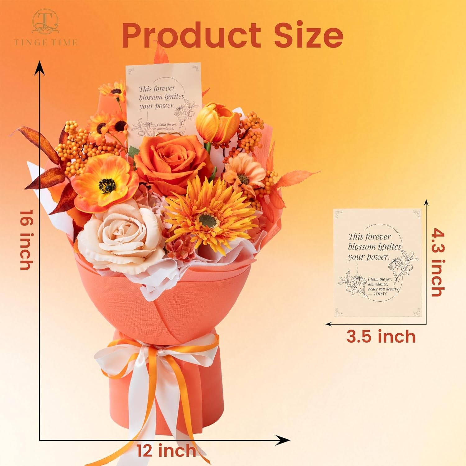 Tinge Time Preserved Flower Bouquet, Orange Artificial Flowers