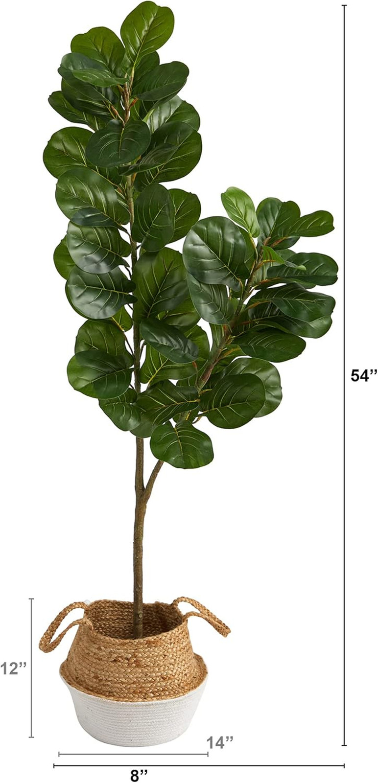 4.5Ft Fiddle Leaf Fig Tree in Boho Chic Woven Cotton & Jute Planter
