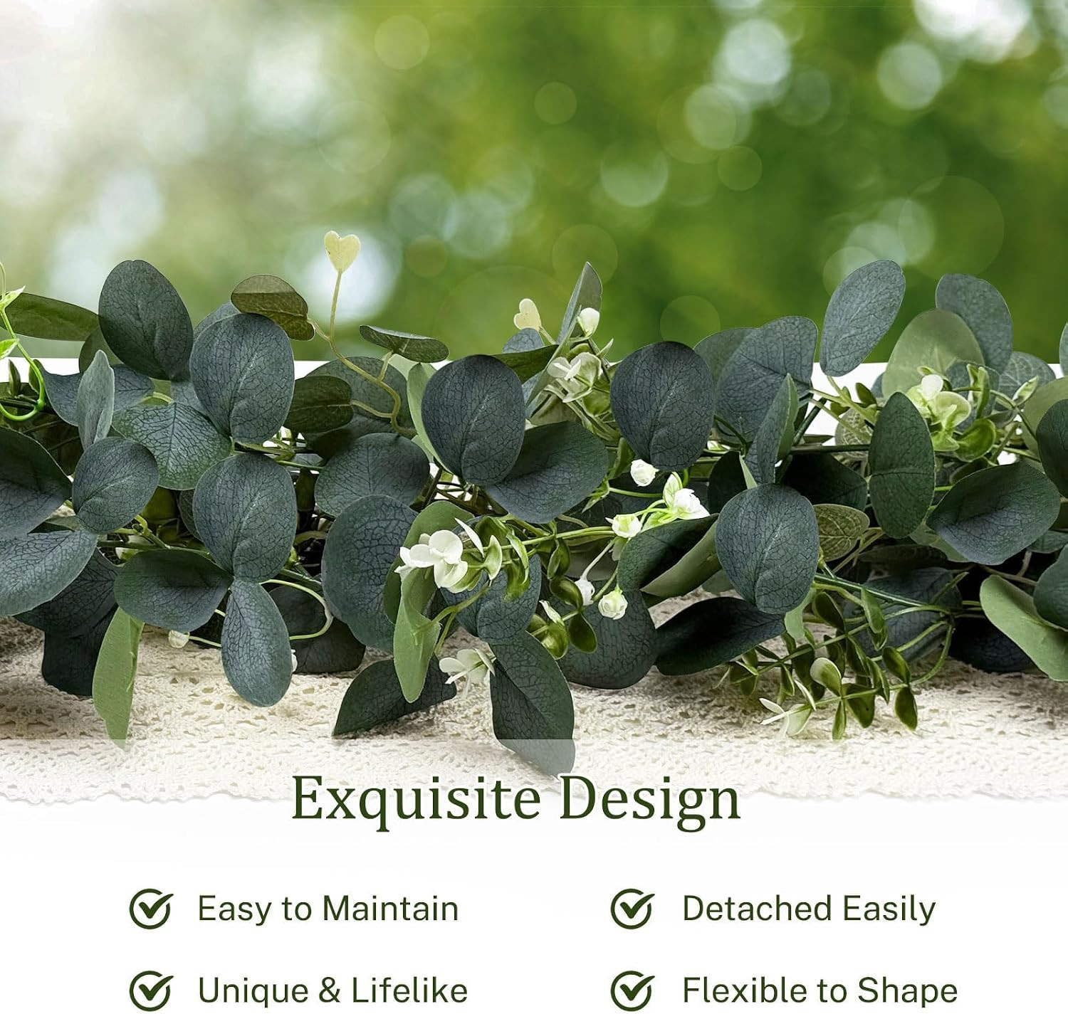 4Pcs Eucalyptus Garland, 6FT Green Flower Garland Decor, Artificial Faux Eucalyp