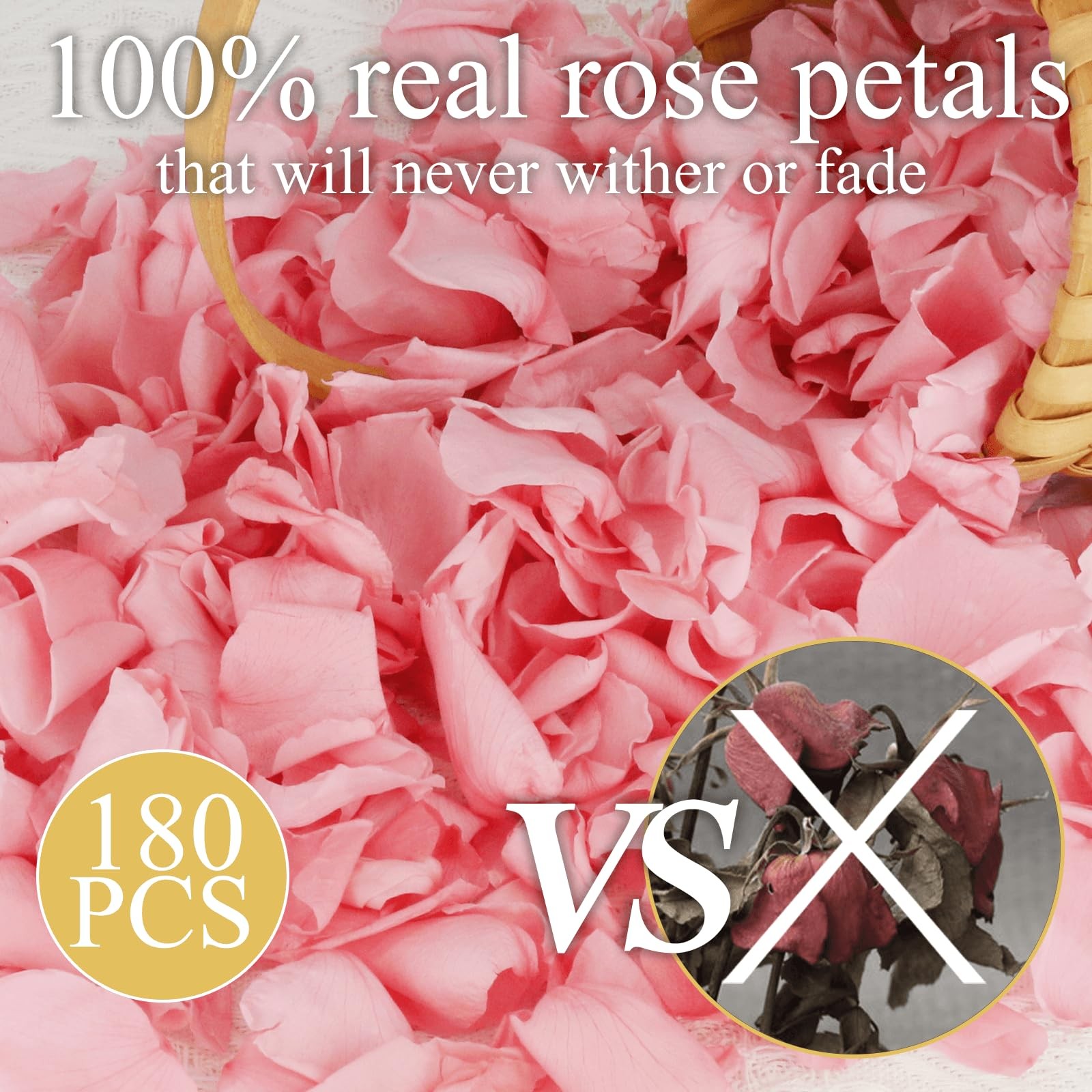 200 PCS Dried Real Pink Rose Petals Preserved 1.75oz Wedding Party Confetti