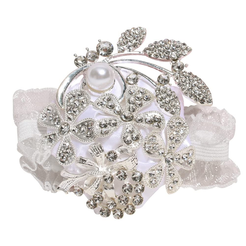 Wrist Corsage with Peal and Rhinestone Prom Corsages Wrist for Wedding,Weddin…