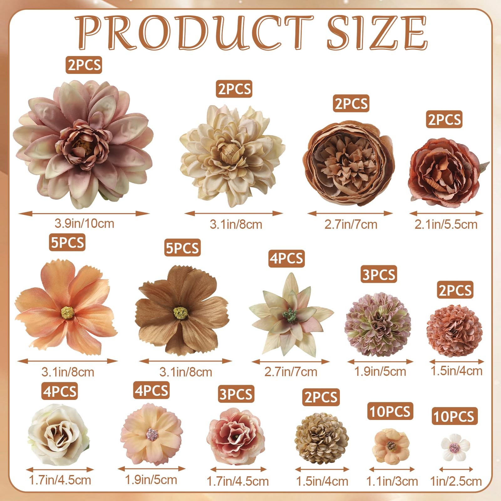 Fake Flower Heads Bulk – Coffee Silk Daisy & Rose Fall Artificial Flower for …