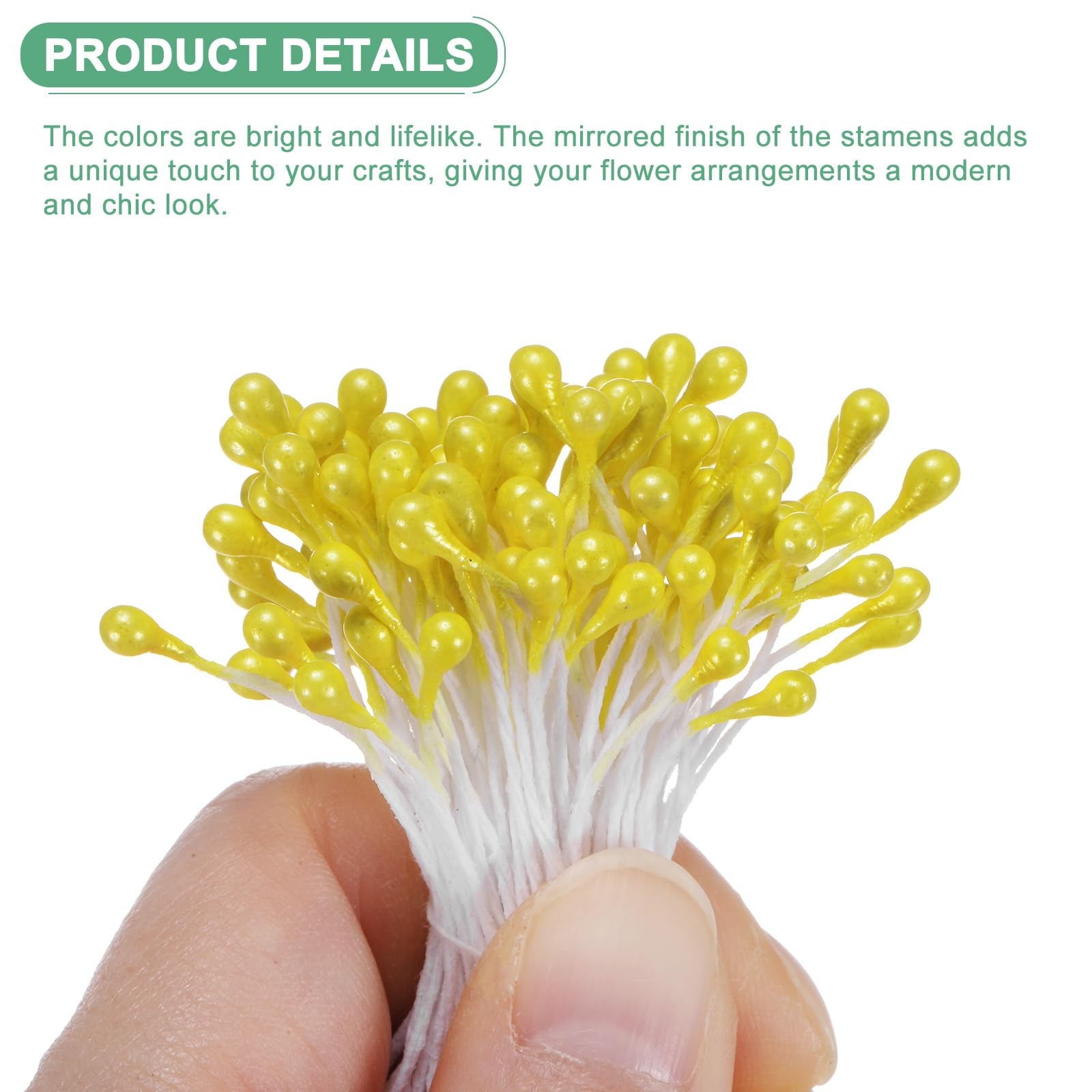150 PCS Yellow 3mm Mini Double Heads Artificial Flower Stamen Pistil Craft