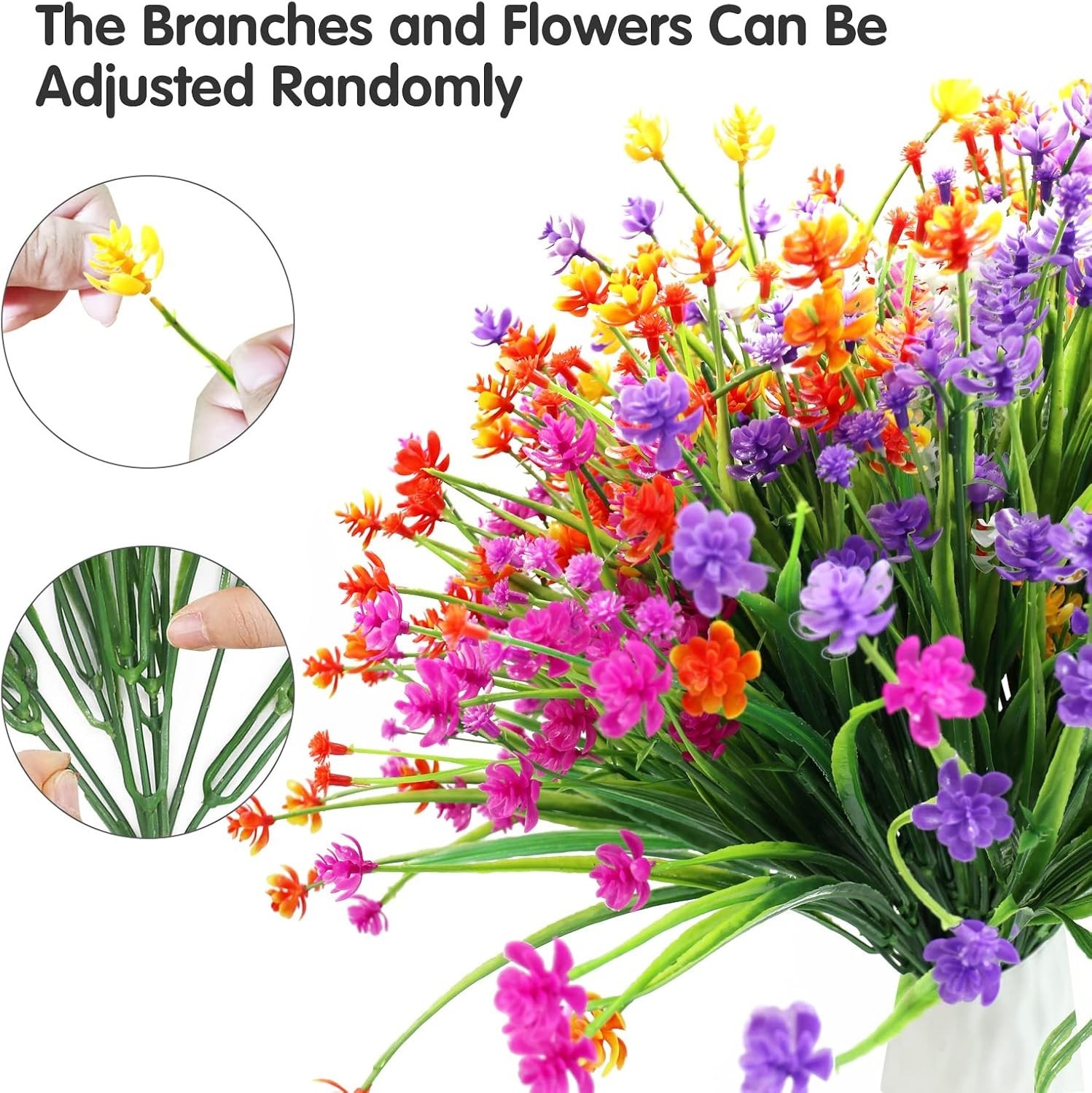 20 Bundles Artificial Fake Flowers, UV Resistant Faux Flowers Arrangement, Fa…