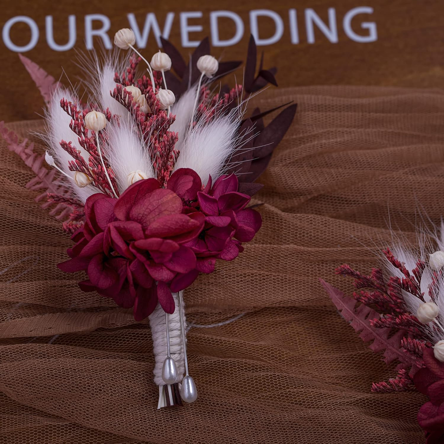 Dried Flowers Boutonniere 2 Piece Set Groom Best Man Wedding Boutonniere Boho Ru