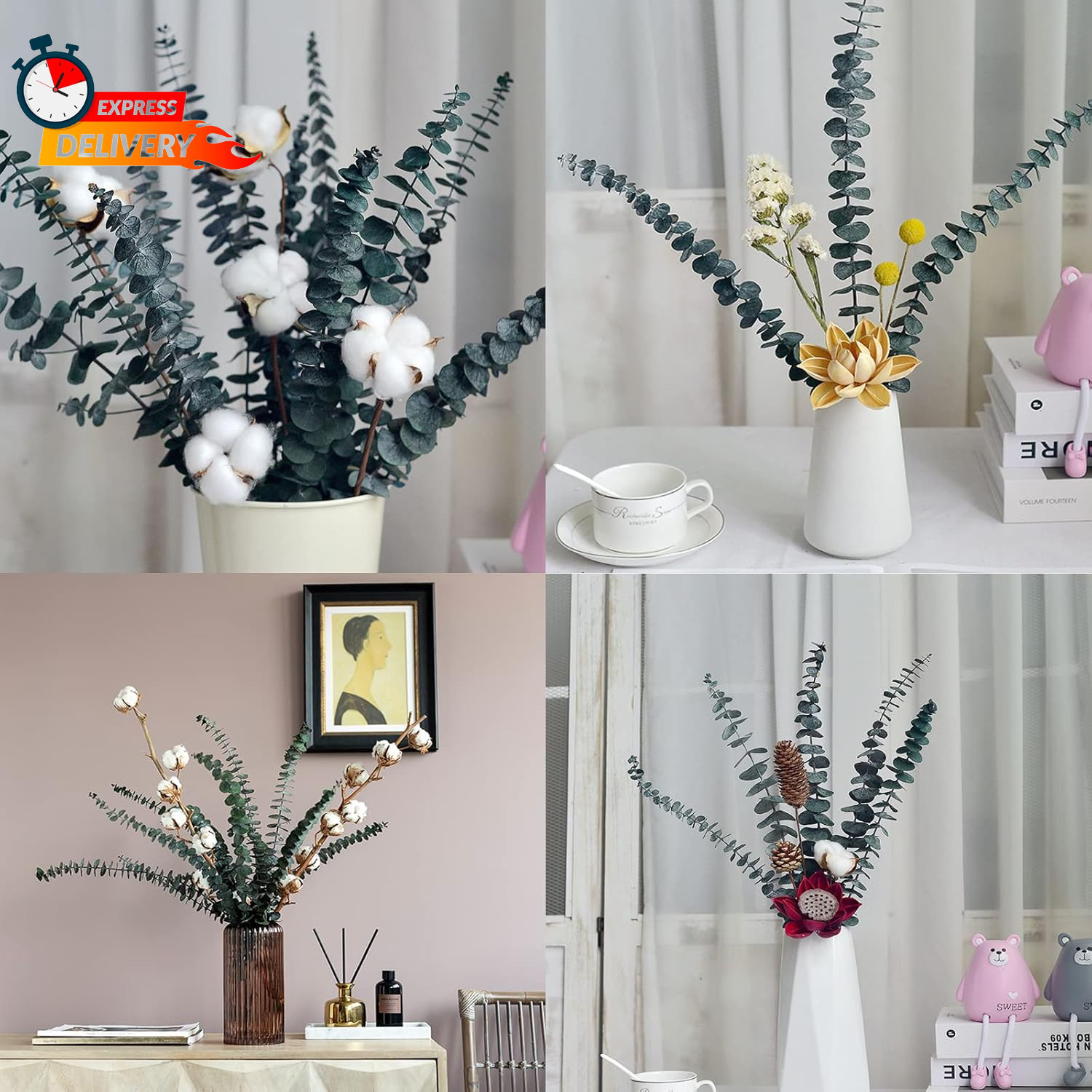 Eucalyptus for Shower 10 Pcs Hanging Dried Eucalyptu Stems 17″ Real Eucalyptus B