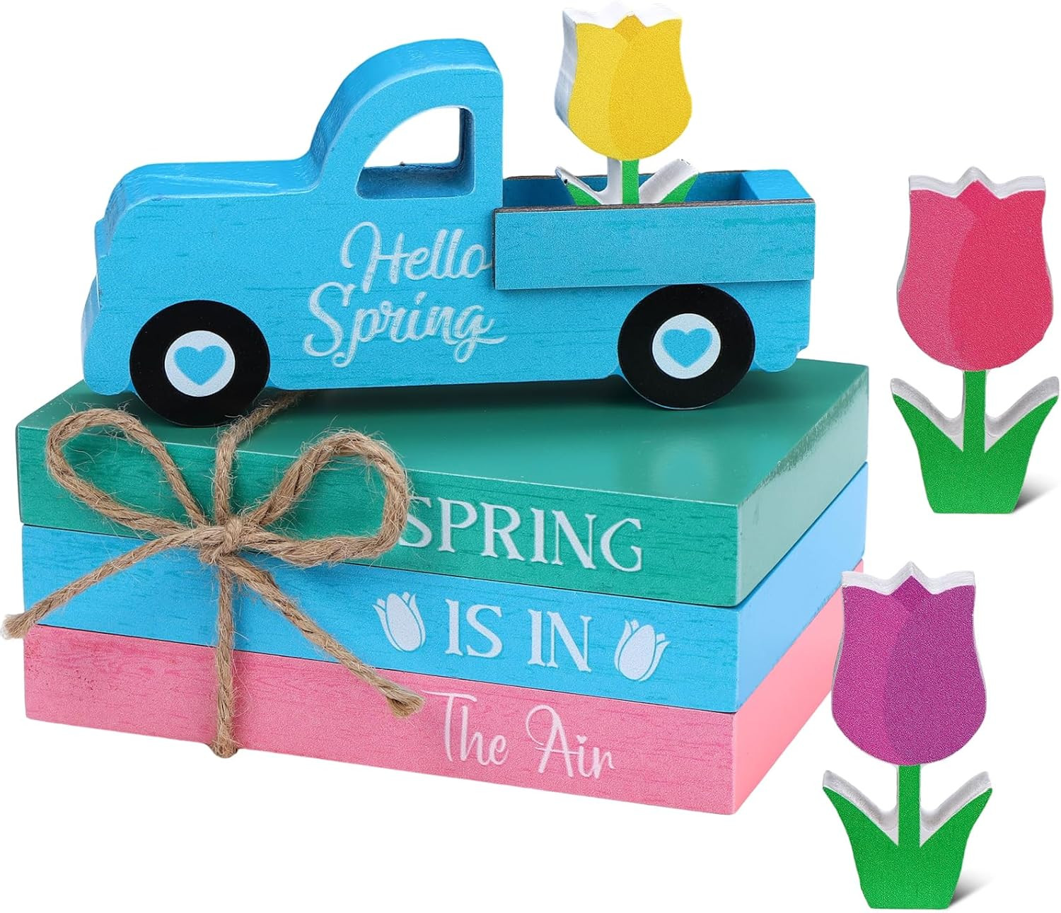 Spring Is In The Air Wooden Sign Set Farmhouse Tiered Tray Decor 3pc