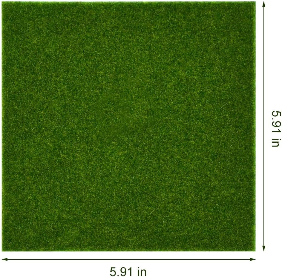2 Pack Fake Grass Decor, 6″X6″ Artificial Grass for Fairy House, Miniature Dollh
