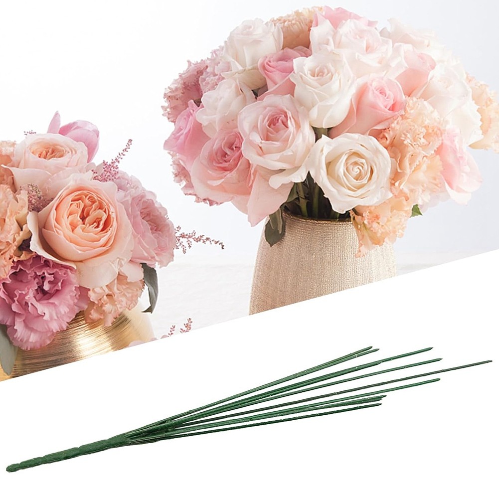 50Pcs 14 Inches Dark Green Floral Wire Stems Floral Wire for Plastic3949