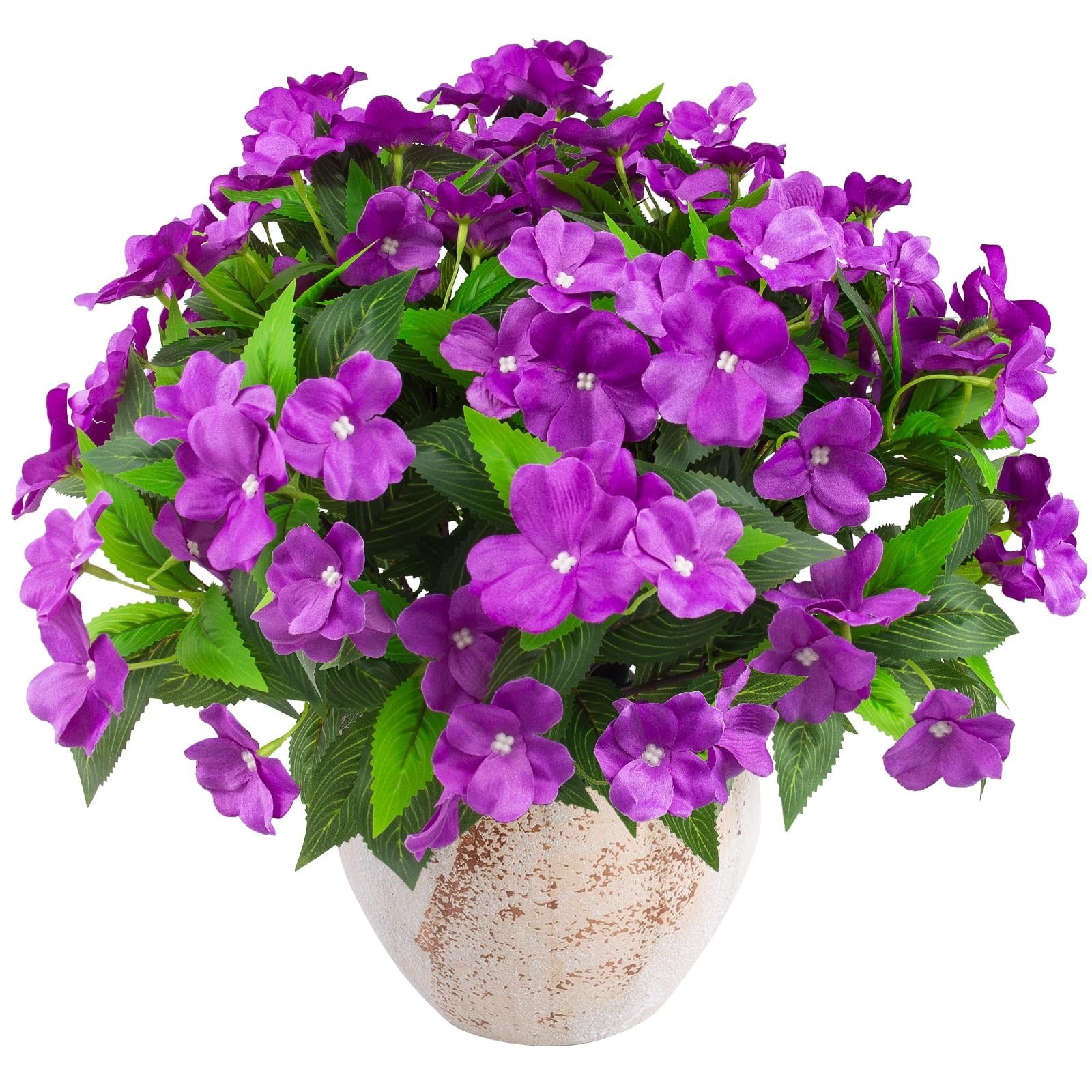 8 Pcs Artificial Impatiens Flowers for Outdoor Flowers UV Resistant Faux Flow…