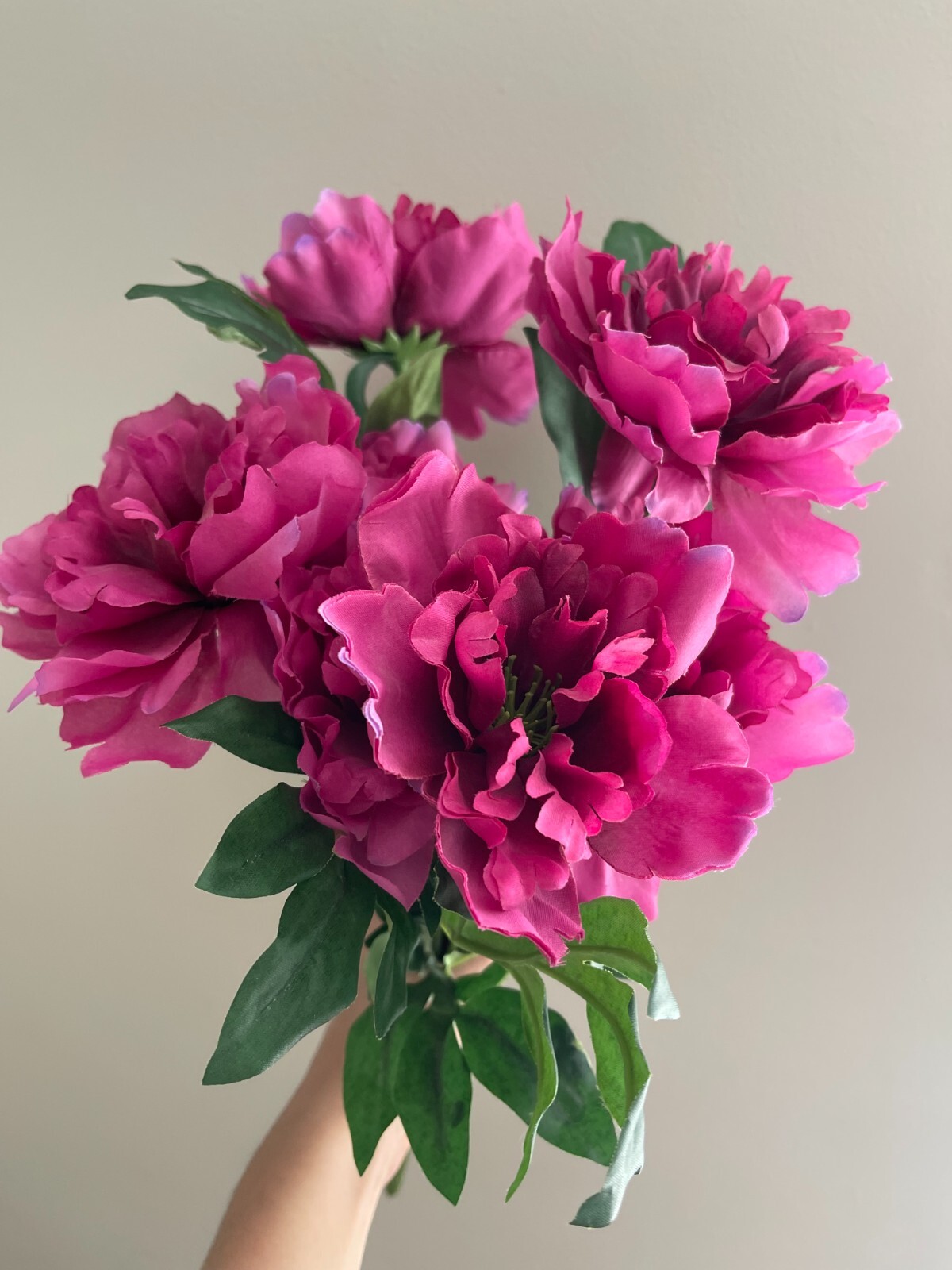 Purple Rose Peony, Faux Silk Floral Spray Bush, Artificial Bouquet, 20″ Height
