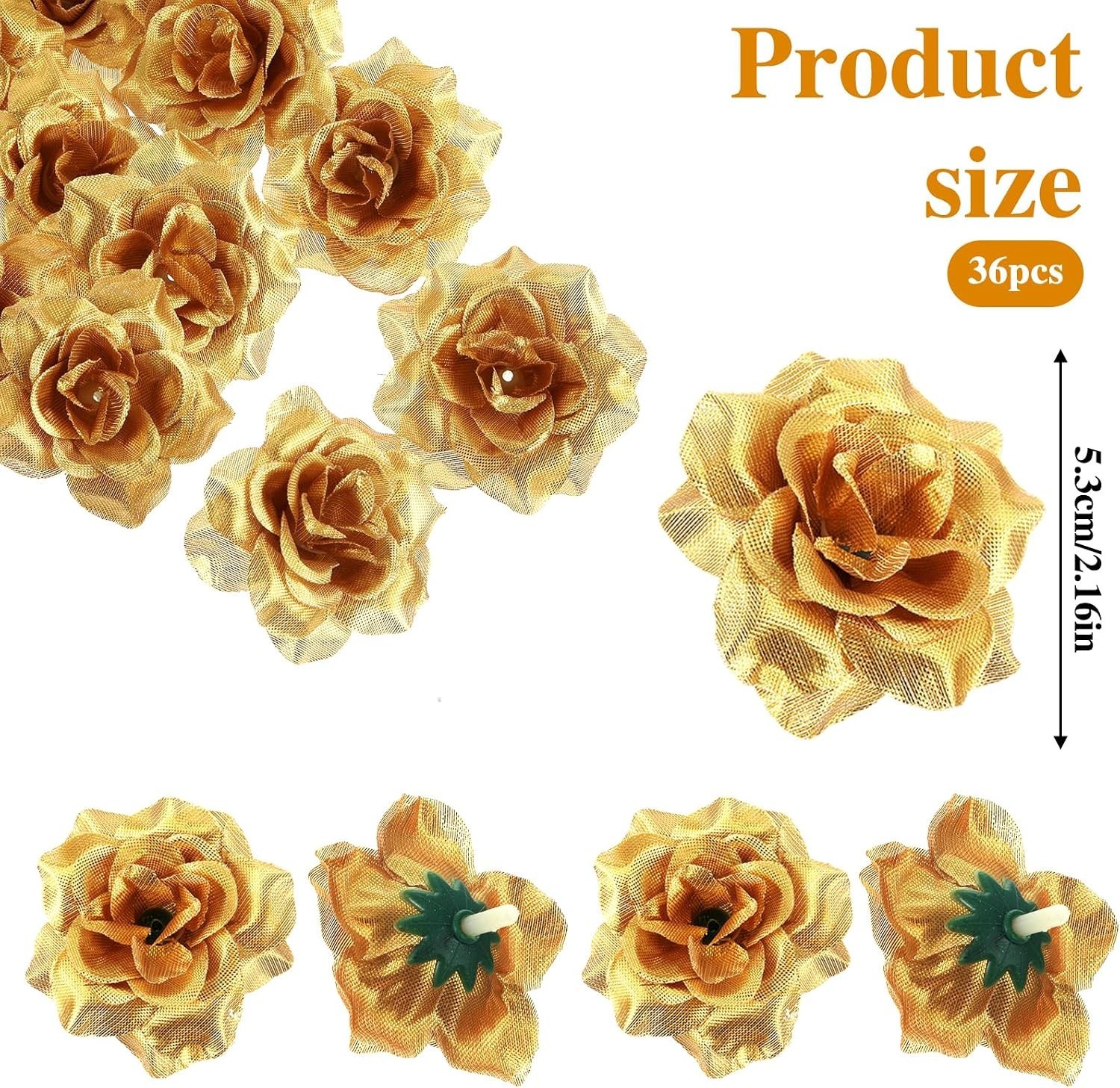 36 Pcs Gold Flowers Gold Roses Artificial Flowers for Centerpieces Silk Faux …