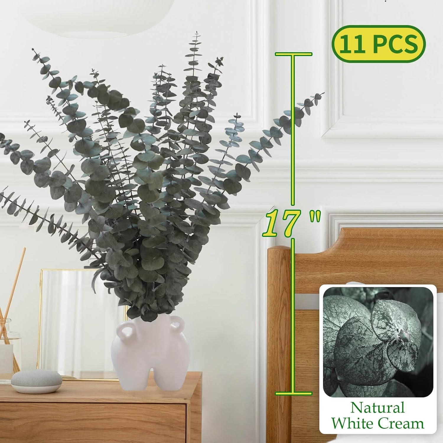 11 PCS Real Dried Eucalyptus Stem for Shower & Bathroom Decor – 17” Large Natur