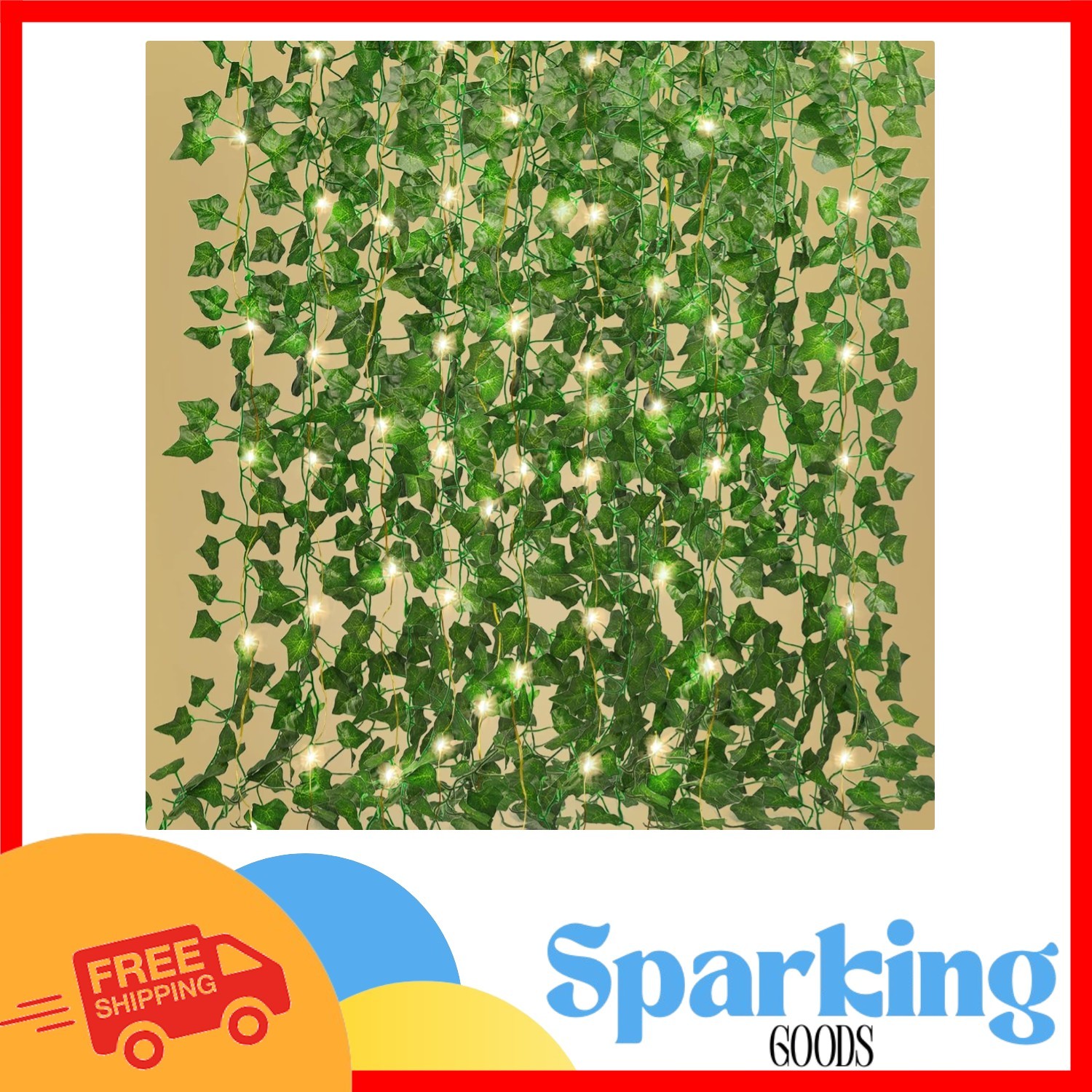 173 FT Hanging Ivy Vines with 200 LED Warm Lights – Elegant Home & Wedding Decor