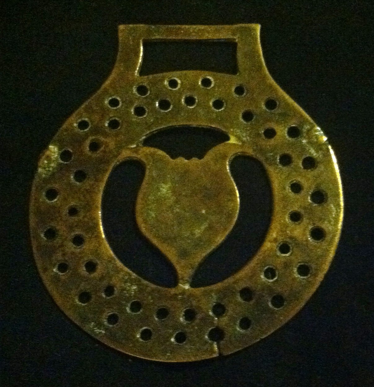 Antique TULIP PIERCED ALL AROUND Harness Brass England WOW YOUR WALLS! Cracked!!