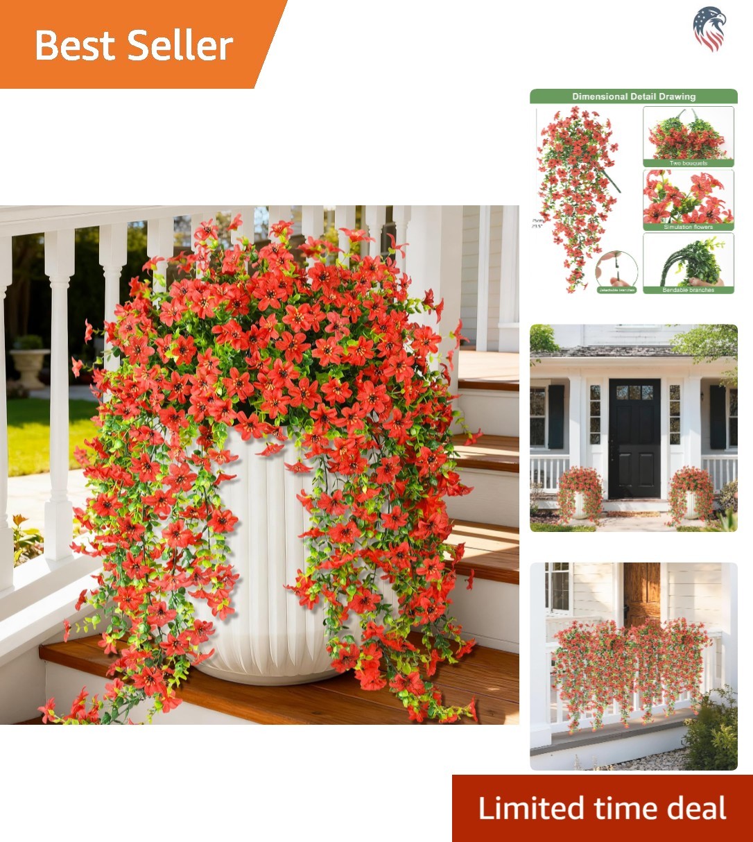 Compatible for Outdoor Use Fake Daisy Flowers Eucalyptus Leaves Decor 2 Pack