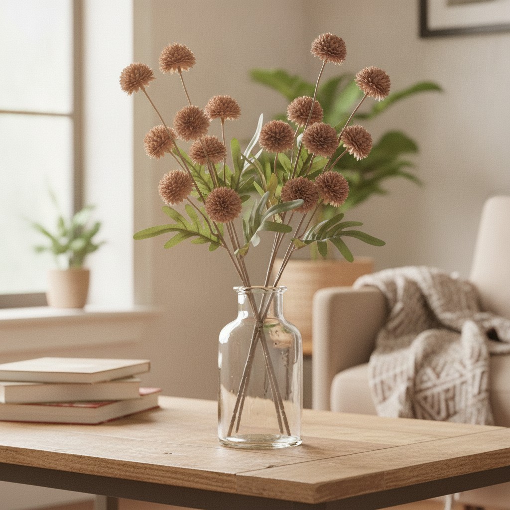 Chic 5pc Faux Silk Chrysanthemums – Lifelike Flowers for Elegant Arrangements