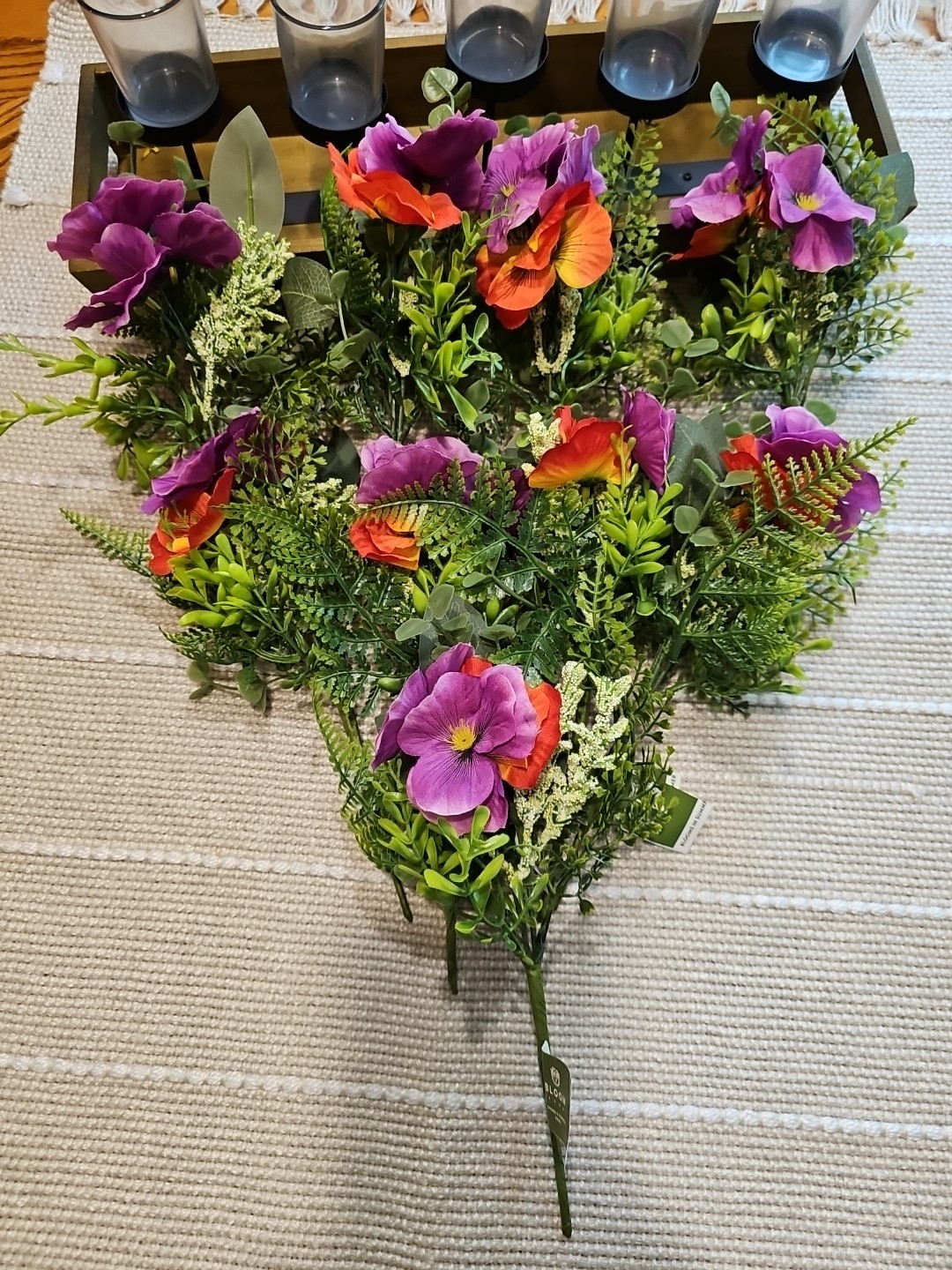 9 NEW 12″ SPRING SUMMER ORCHID Floral Pick Decor Purple Orange Flower FREE SHIP
