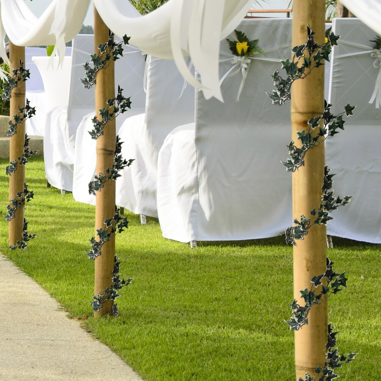 Variegated English Ivy Garland 185 Realistic Silk Home/Event Decor 6ft Set of 2