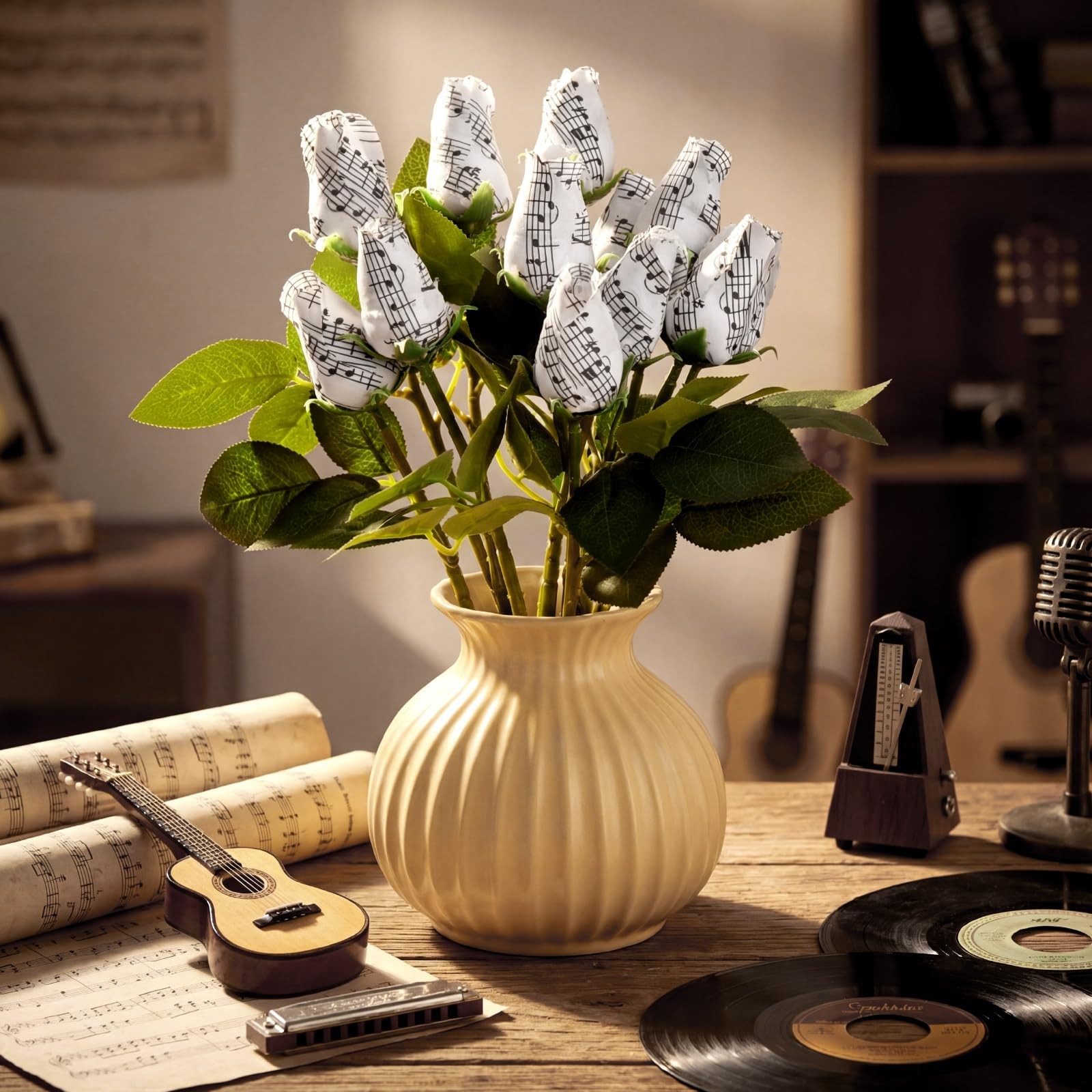 Suncalla 12 Pcs Music Rose Flowers Gift Bulk Music Note Paper Flower Bouquet …