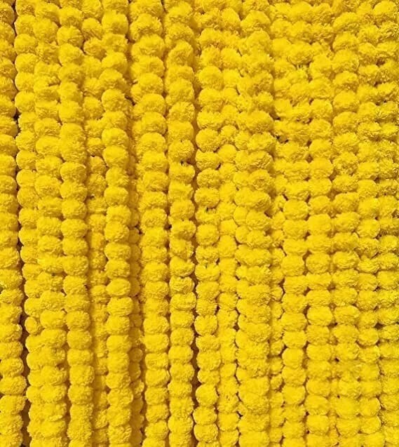 Artificial Marigold Flower Garlands Diwali Indian Wedding Decoration Yellow 5 ft