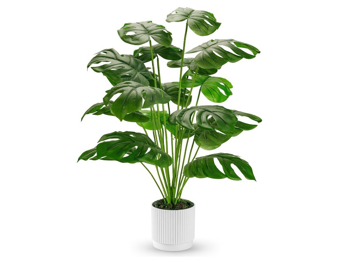 Der Rose 28″ Artificial Monstera Plant, Large Faux Potted Tree for Indoor Decor