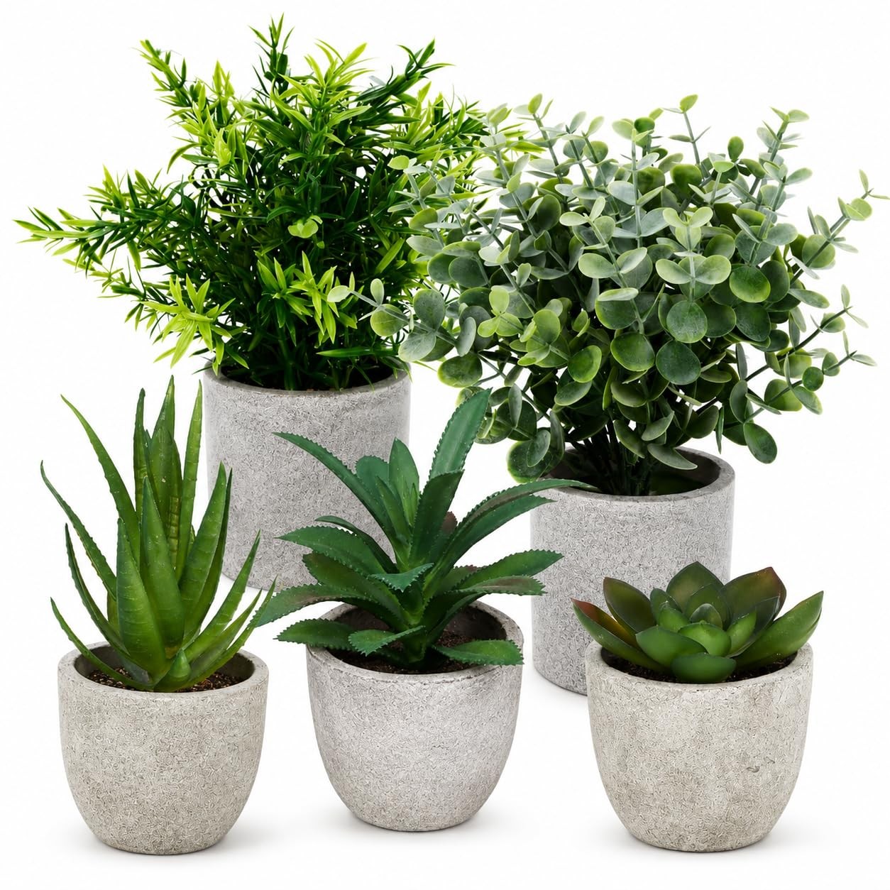 5 Pack Small Fake Plants for Home Decor, Artificial Plants Indoor Eucalyptus/…