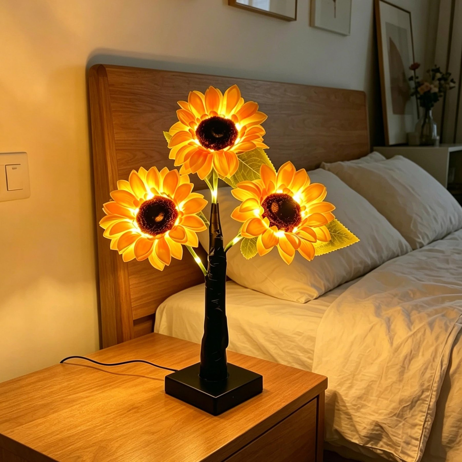 18 Inche Sunflower Tree Light, 33 Warm White Lights with 2 Modes, USB/Battery…