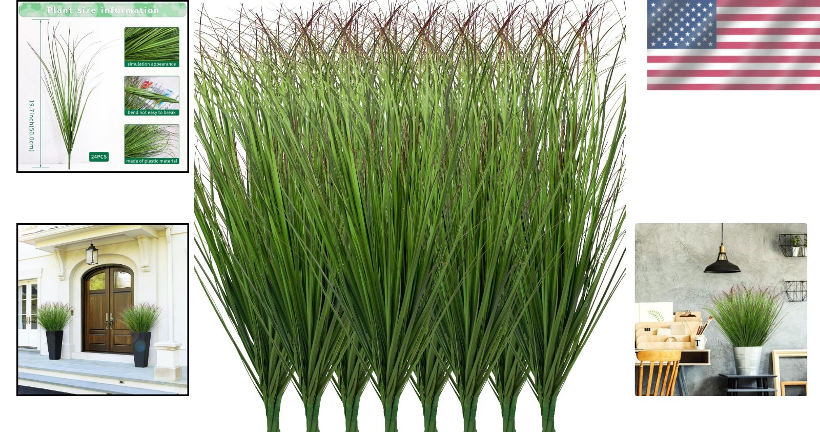 Eco-Friendly 24Pack Artificial Tall Grass Plants for Stylish Home & Garden Use