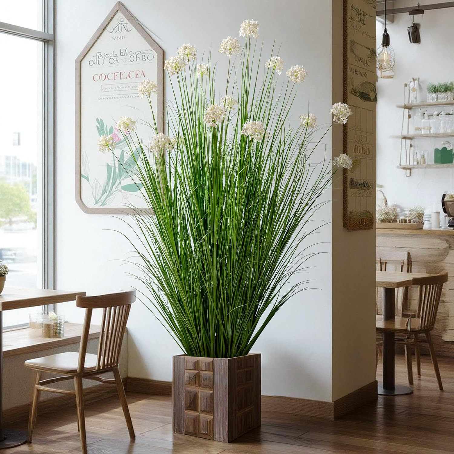 57″ Lifelike Tall Grass & Dandelion Flowers – Non-Toxic Indoor Decor Plant