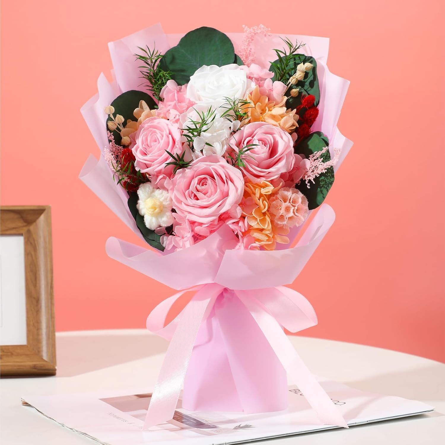 Flowers for Delivery Prime,Pink Roses Preserved Flower Bouquet,Birthday Gifts fo