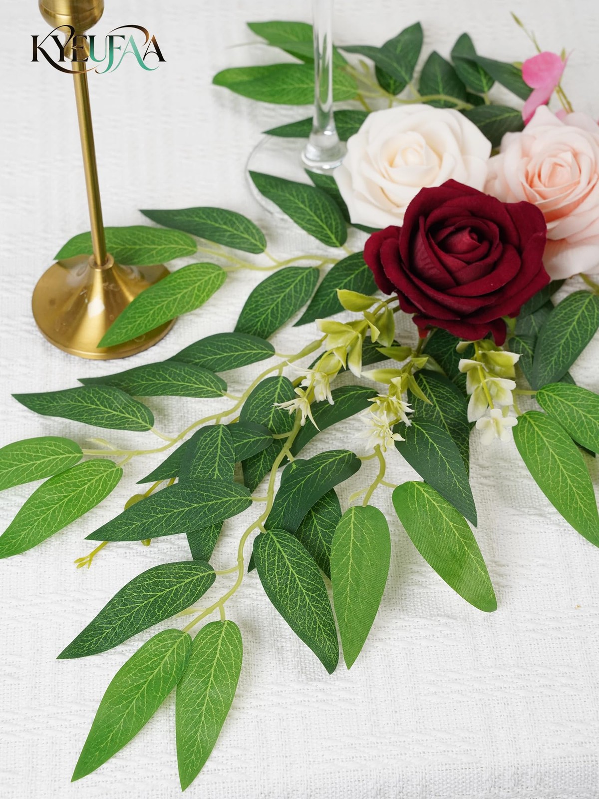24Pcs Italian Ruscus Greenery Stems Bulk, Artificial Silk Green Leaves Garlan…