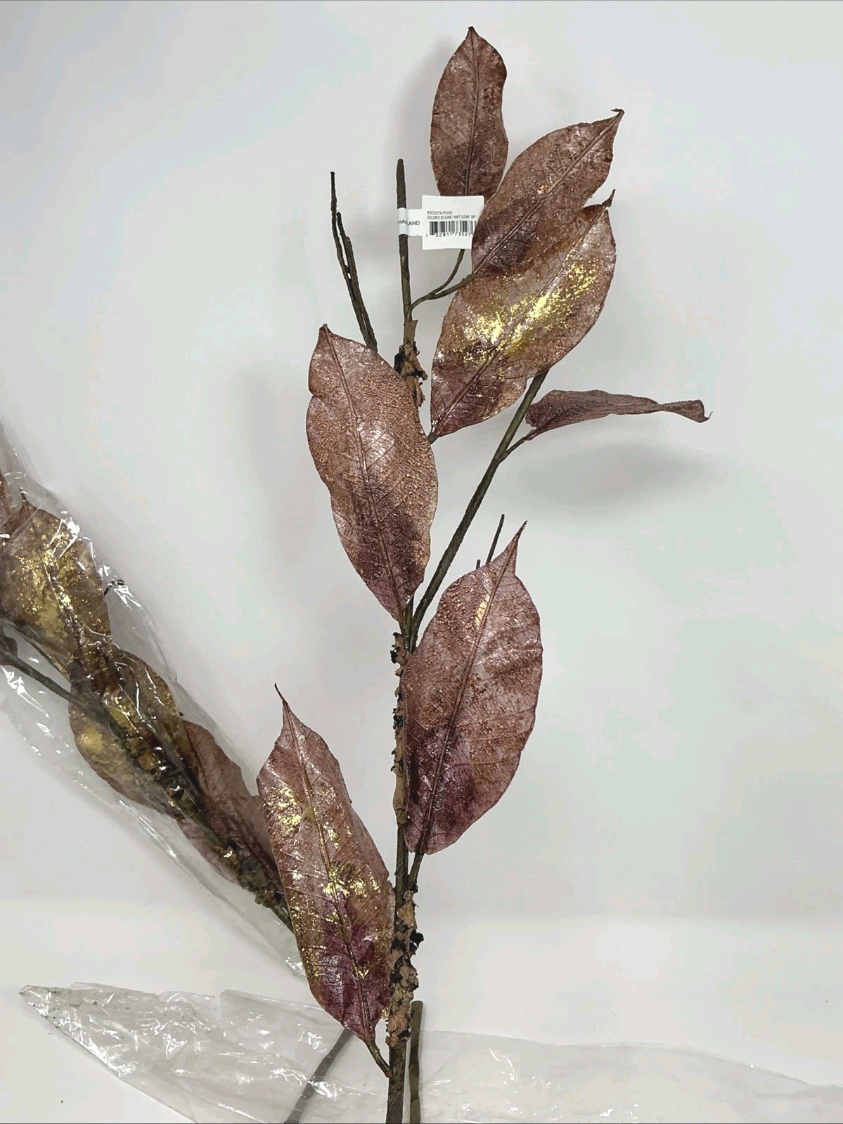 Magnolia Leaf Spray 26” Long Purple w Gold 2 Picks Christmas Decor Artificial