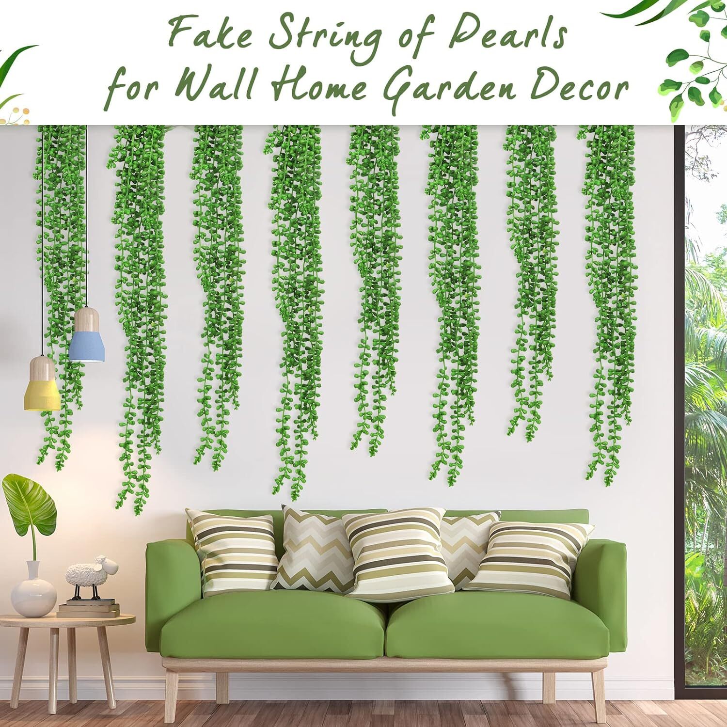 Artificial Succulents Bulk Hanging Plants 24 Inches Large Fake String of Pearls