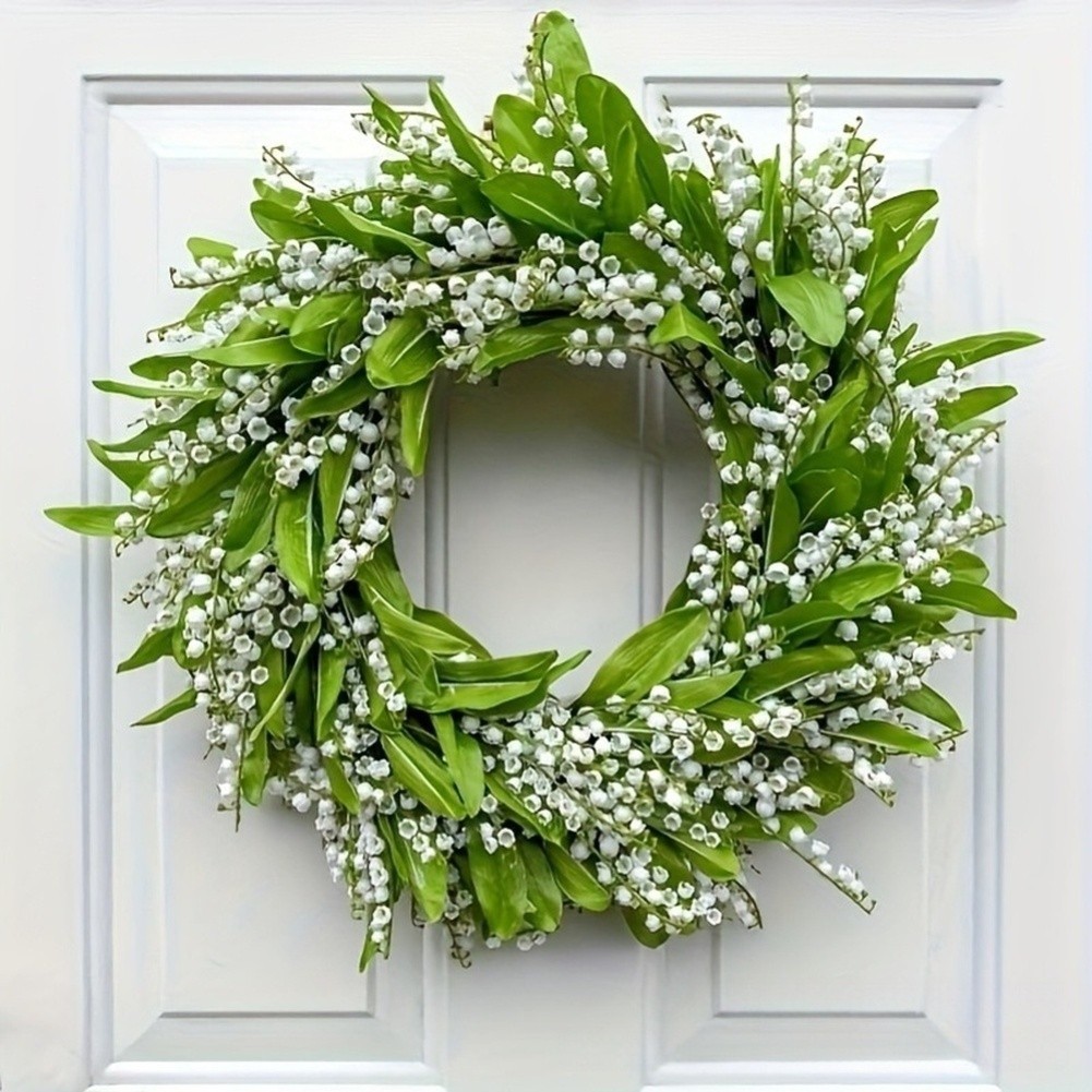 35cm or 40cm Artificial Lily of the Valley Wreath Featuring Berries Decor